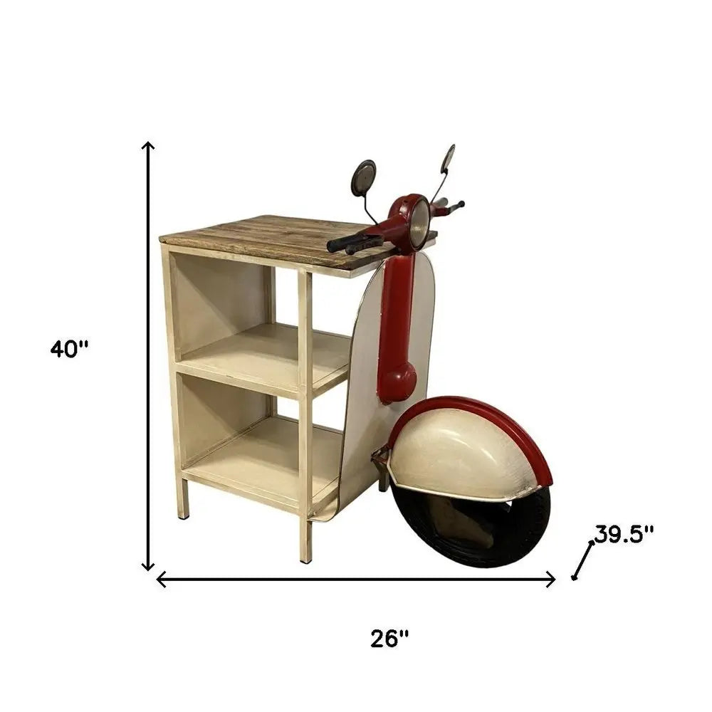 Rustic Red And Vanilla Scooter Cabinet - NOBLE HOME INTERIORS