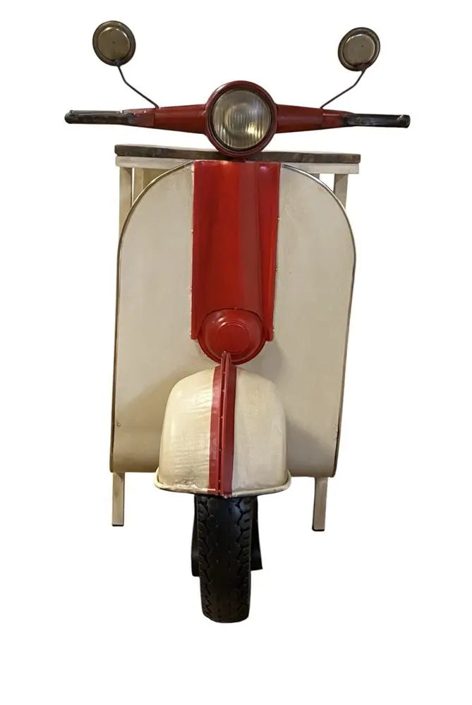 Rustic Red And Vanilla Scooter Cabinet - NOBLE HOME INTERIORS