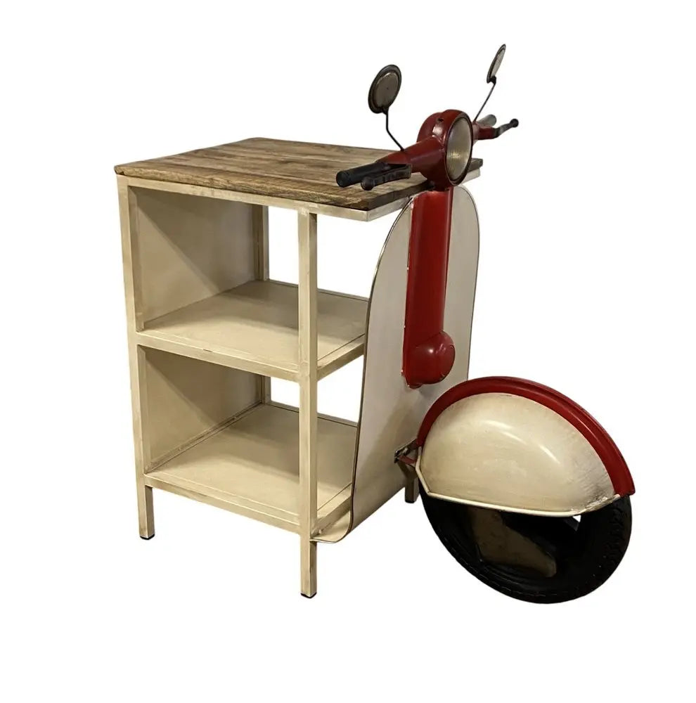 Rustic Red And Vanilla Scooter Cabinet - NOBLE HOME INTERIORS
