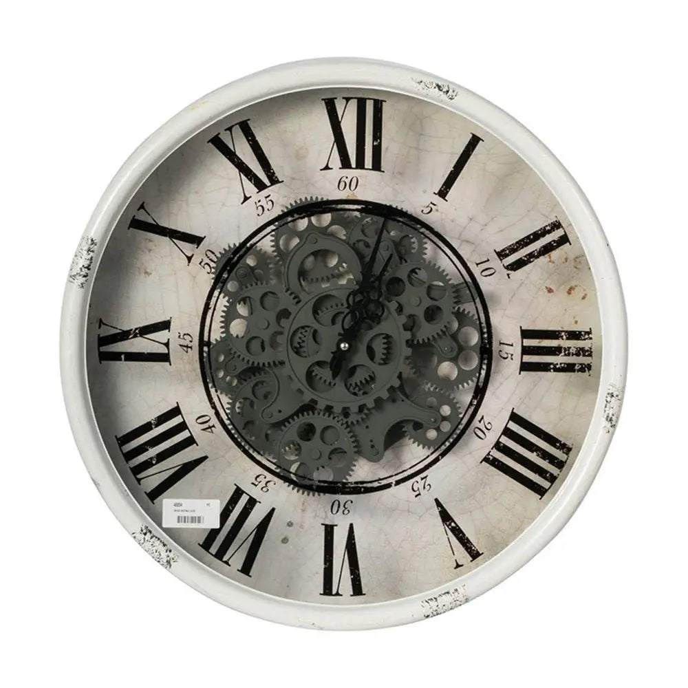 Rustic White Industrial Gear Vintage Wall Clock - NOBLE HOME INTERIORS