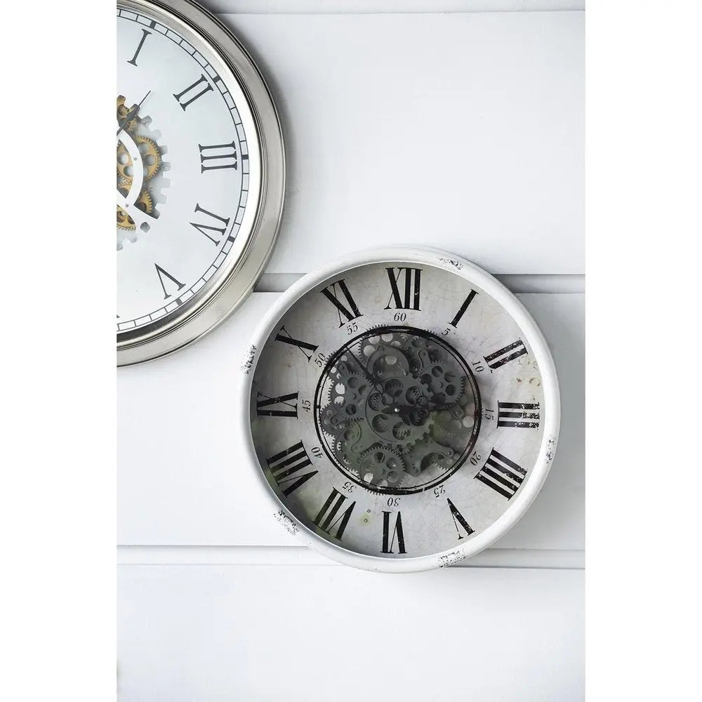 Rustic White Industrial Gear Vintage Wall Clock - NOBLE HOME INTERIORS