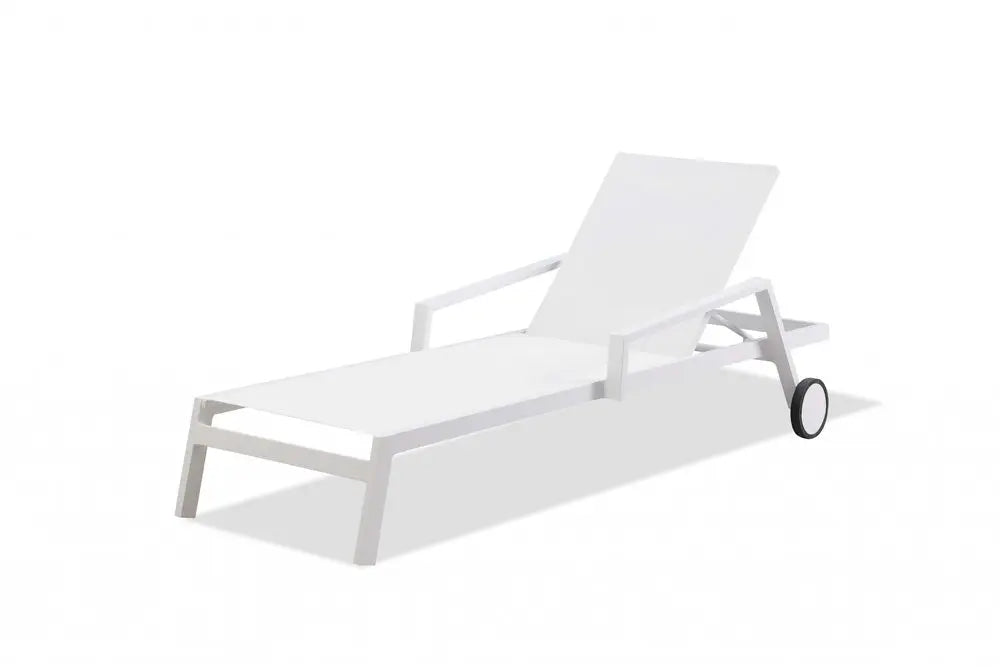 Set Of 2 White Modern Aluminum Chaise Lounges - NOBLE HOME INTERIORS