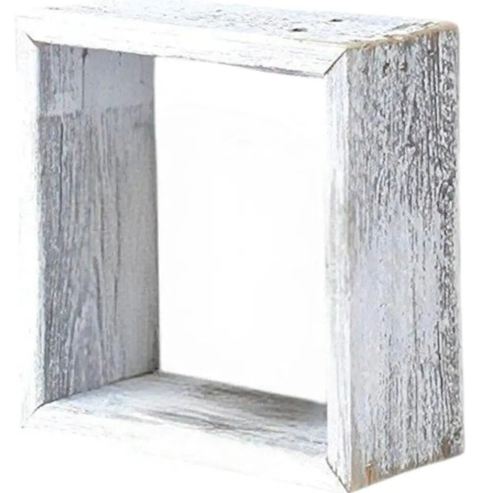 Set Of 3 Square Rustic White Wash Wood Open Box Shelve - NOBLE HOME INTERIORS