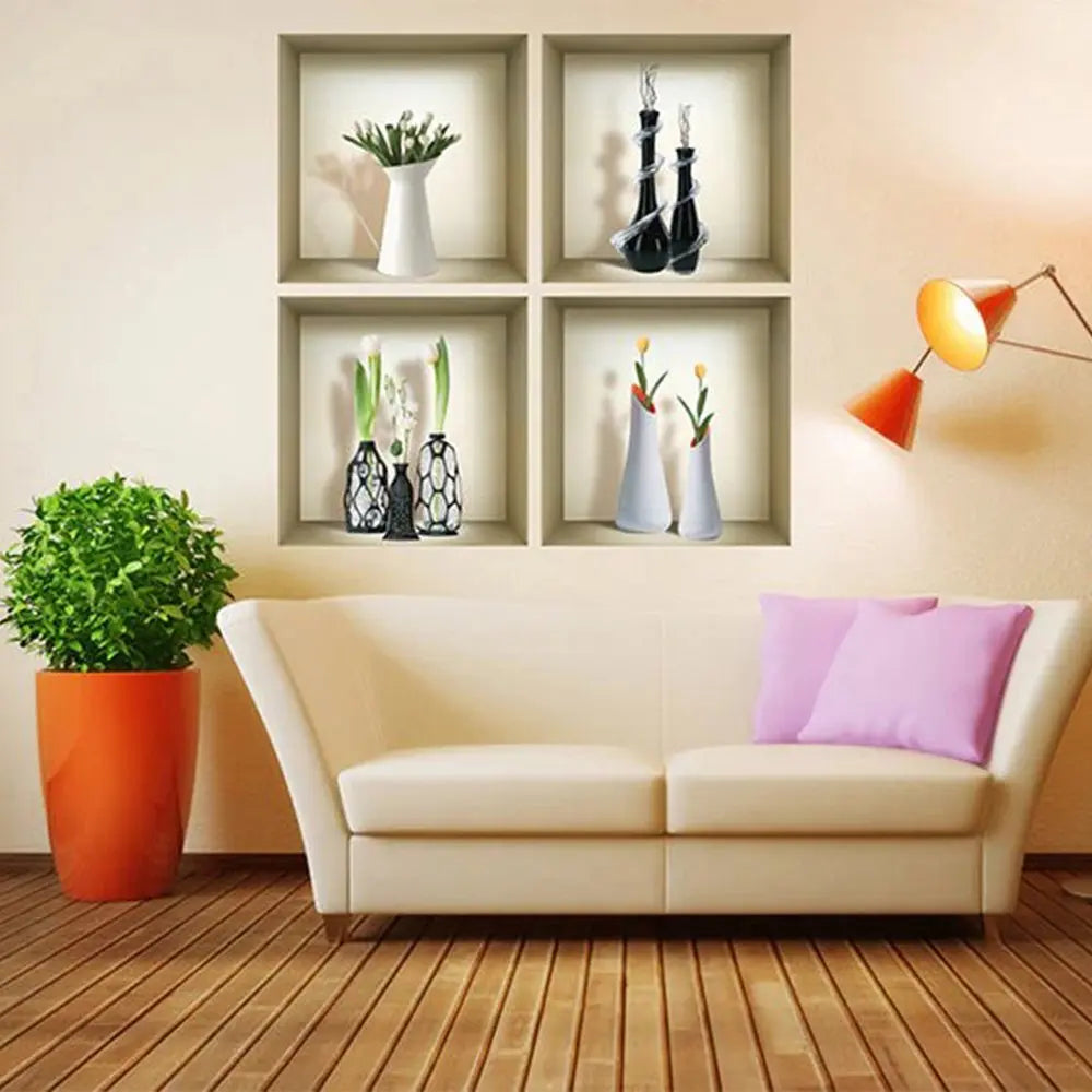 Set of Four Ari Faux Niche 3D Peel and Stick Wall Decals - NOBLE HOME INTERIORS