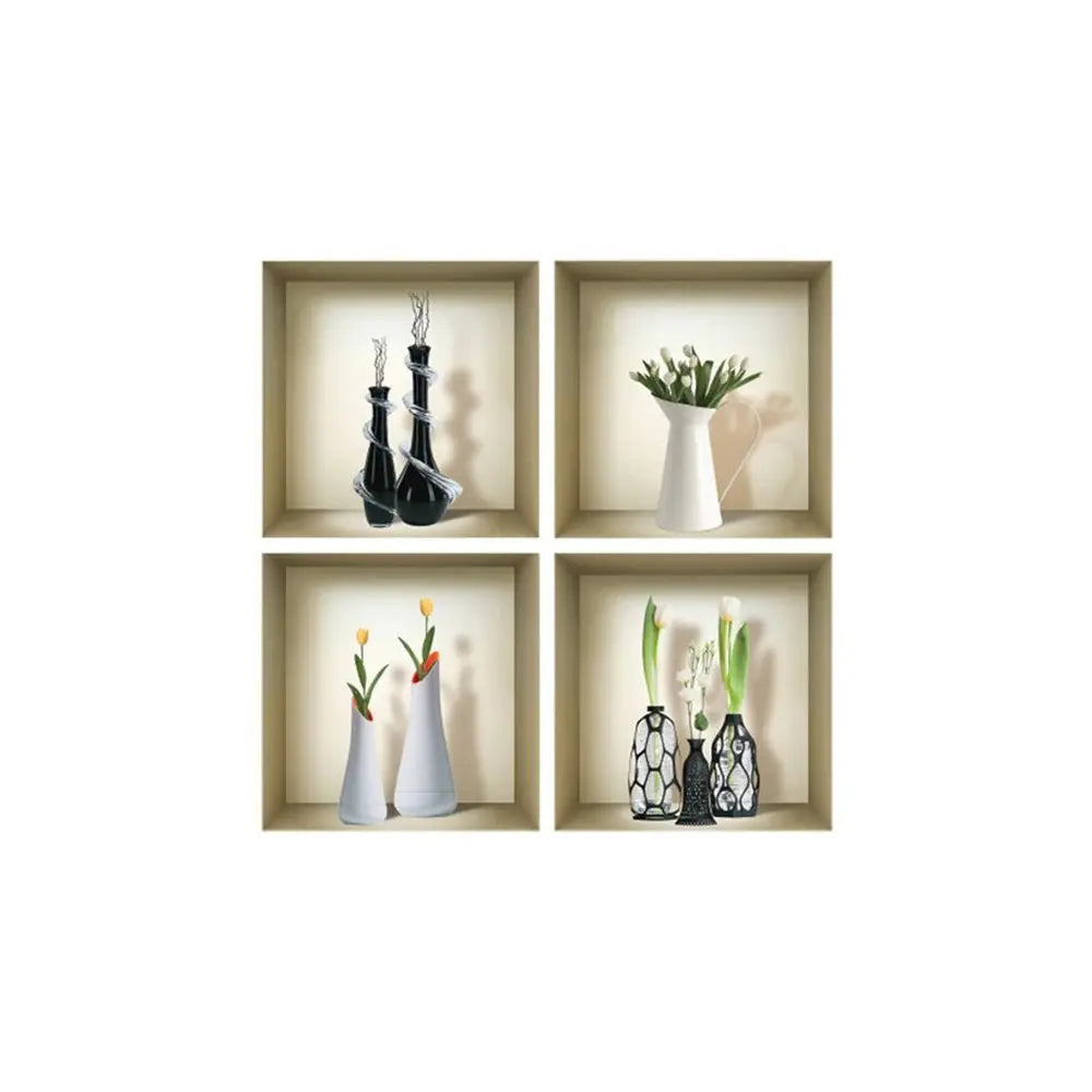 Set of Four Ari Faux Niche 3D Peel and Stick Wall Decals - NOBLE HOME INTERIORS