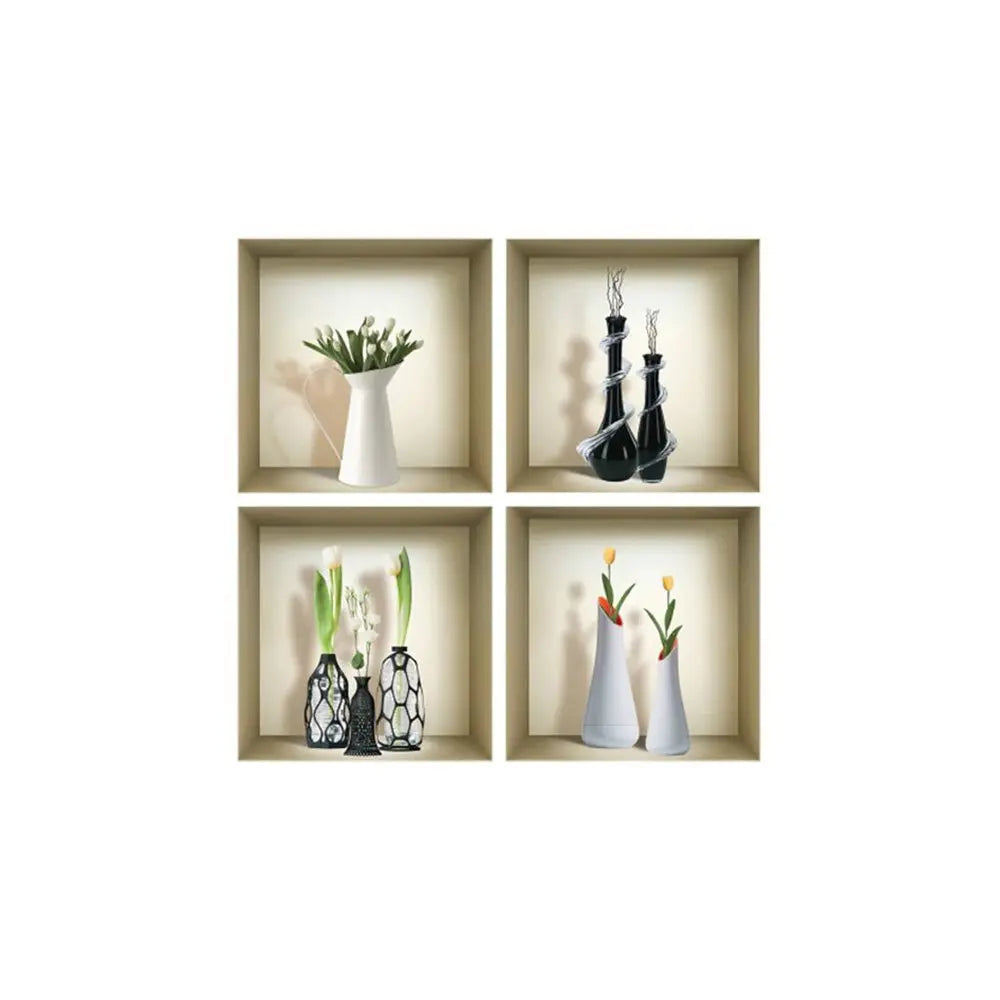 Set of Four Ari Faux Niche 3D Peel and Stick Wall Decals - NOBLE HOME INTERIORS