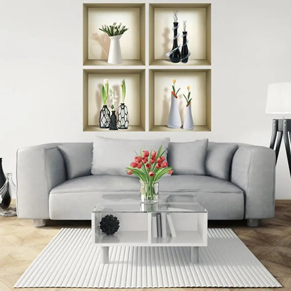 Set of Four Ari Faux Niche 3D Peel and Stick Wall Decals - NOBLE HOME INTERIORS