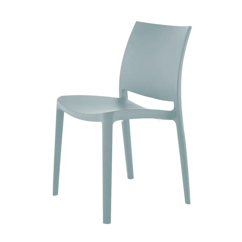 Set of Four Baby Blue Heavy Duty Plastic Outdoor Stacking Dining Chairs - NOBLE HOME INTERIORS