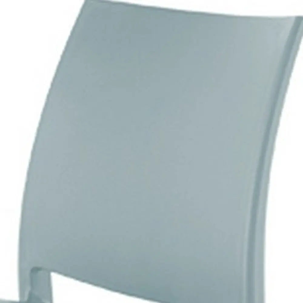 Set of Four Baby Blue Heavy Duty Plastic Outdoor Stacking Dining Chairs - NOBLE HOME INTERIORS