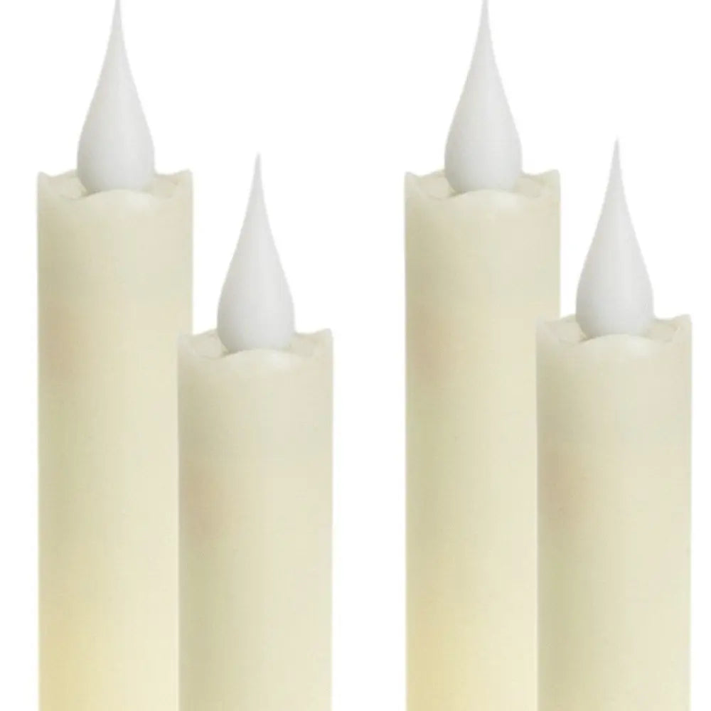 Set of Four Beige Flameless Taper Candle - NOBLE HOME INTERIORS