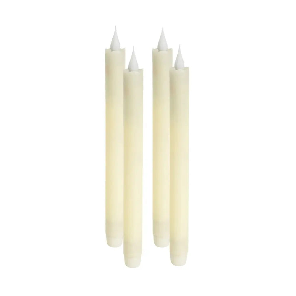 Set of Four Beige Flameless Taper Candle - NOBLE HOME INTERIORS
