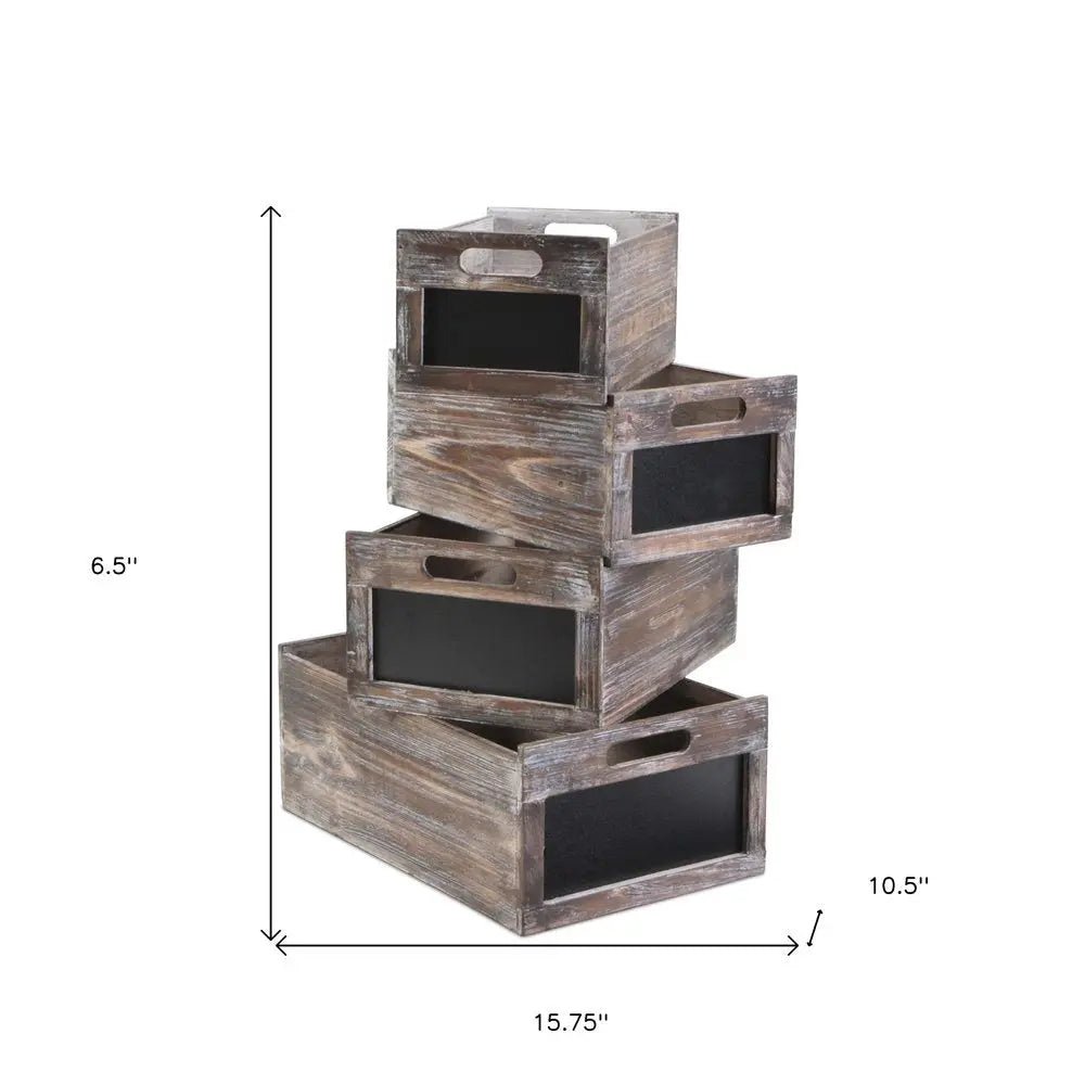 Set of Four Black And Brown Solid Wood Crate HomeRoots