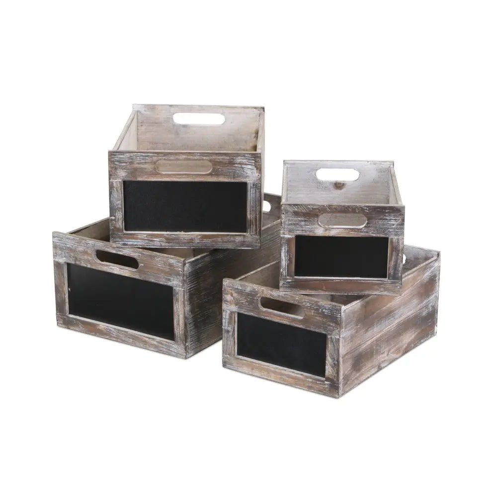 Set of Four Black And Brown Solid Wood Crate HomeRoots