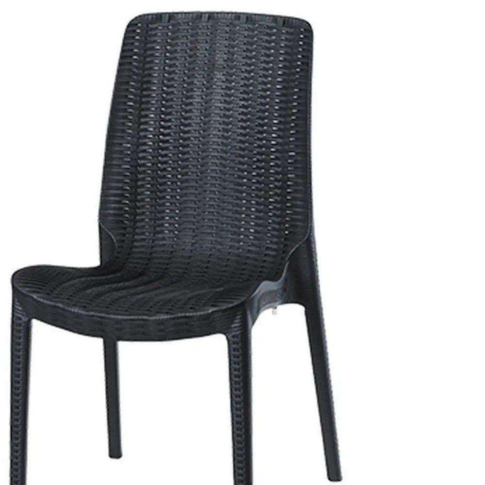 Set of Four Black Heavy Duty Plastic Outdoor Stacking Dining Chairs - NOBLE HOME INTERIORS