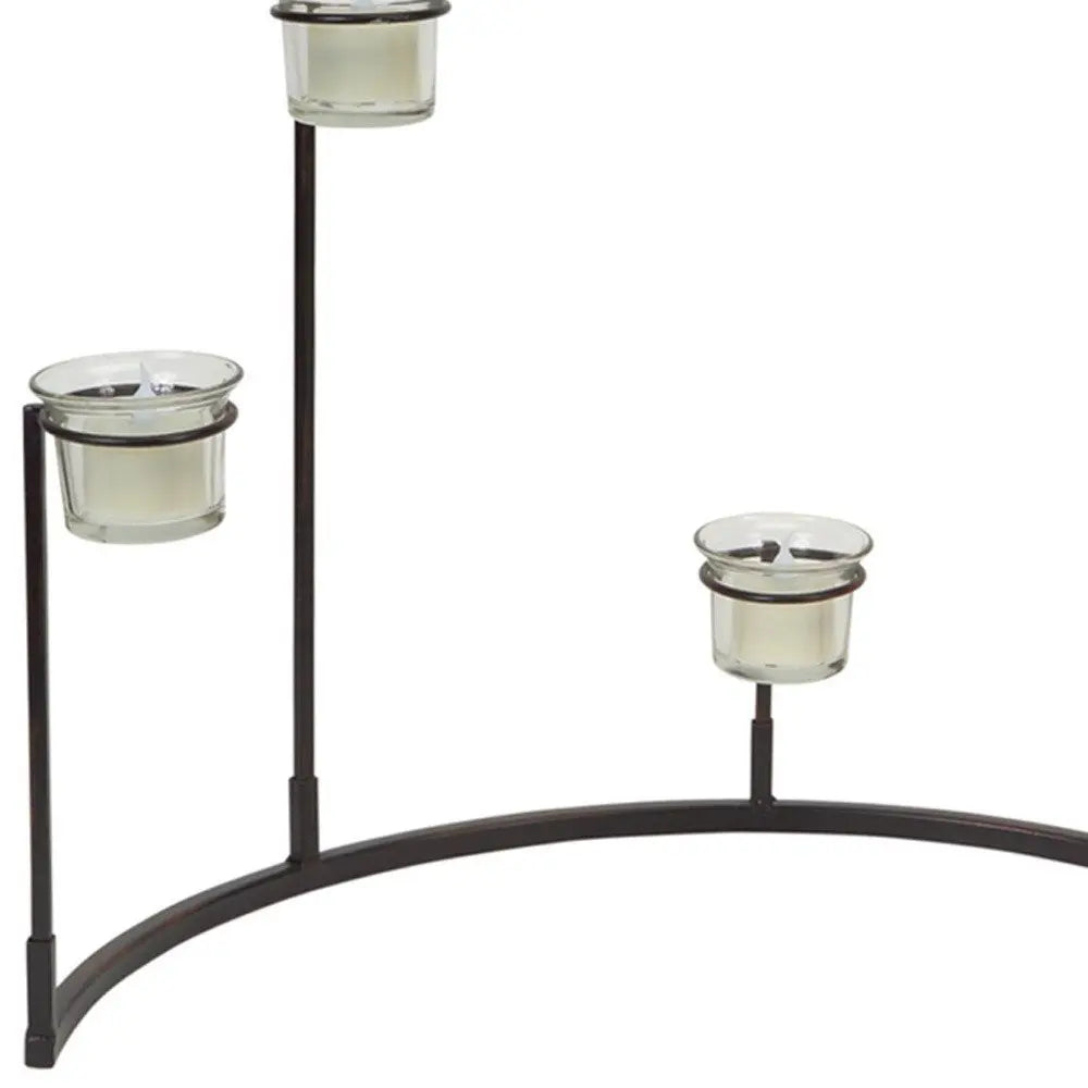 Set of Four Black Metal Centerpiece Votive Candle Holders - NOBLE HOME INTERIORS