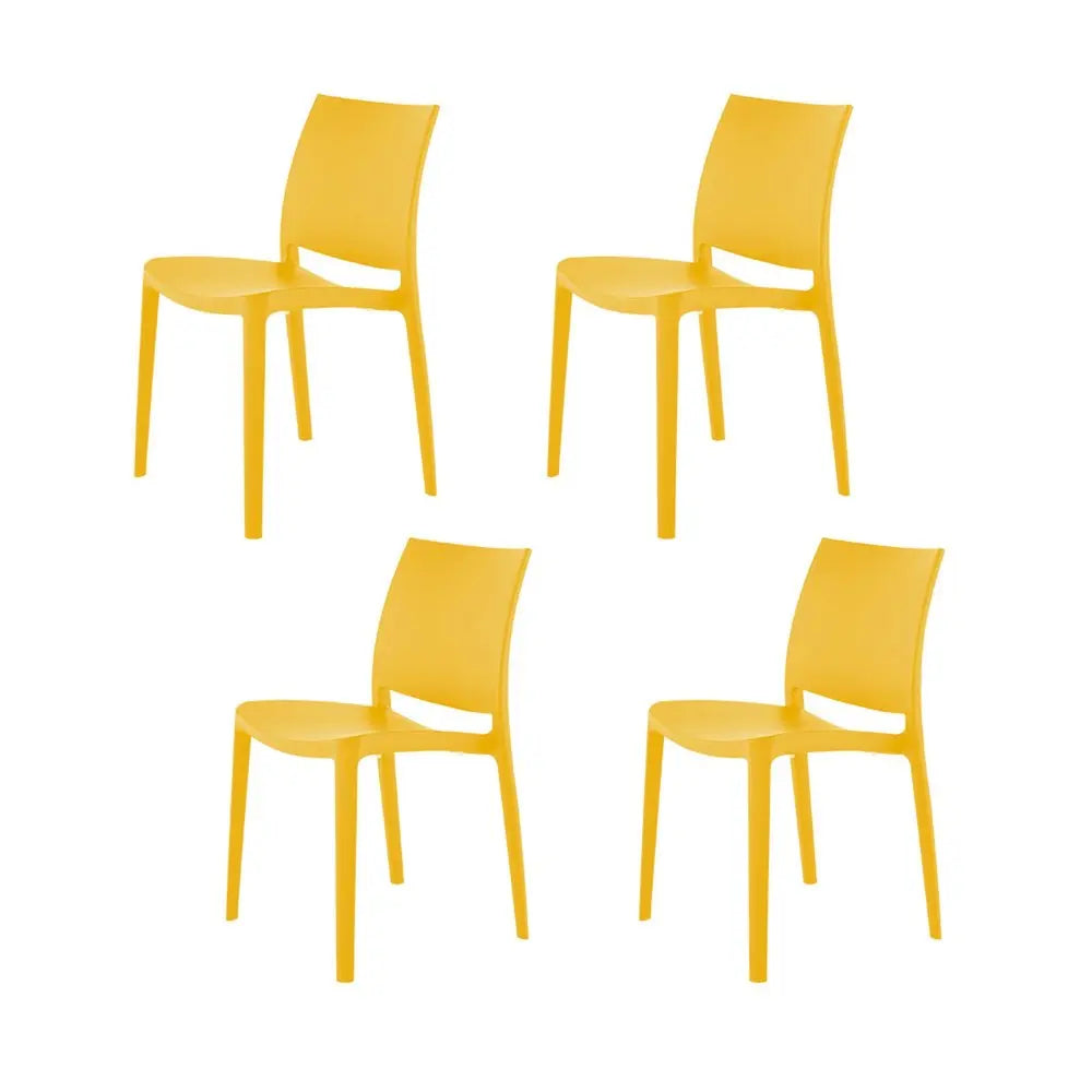 Set of Four Gold Heavy Duty Plastic Outdoor Stacking Dining Chairs - NOBLE HOME INTERIORS