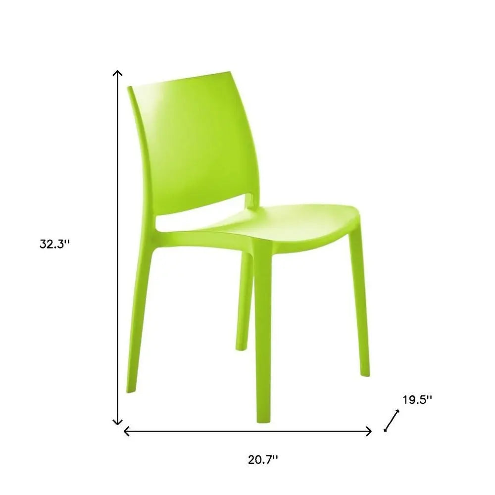Set of Four Green Heavy Duty Plastic Outdoor Stacking Dining Chairs - NOBLE HOME INTERIORS
