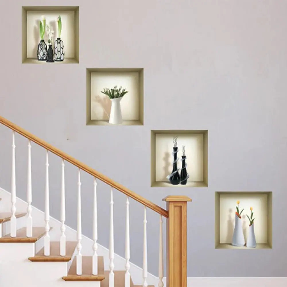 Set of Four Ivy Faux Niche 3D Peel and Stick Wall Decals - NOBLE HOME INTERIORS