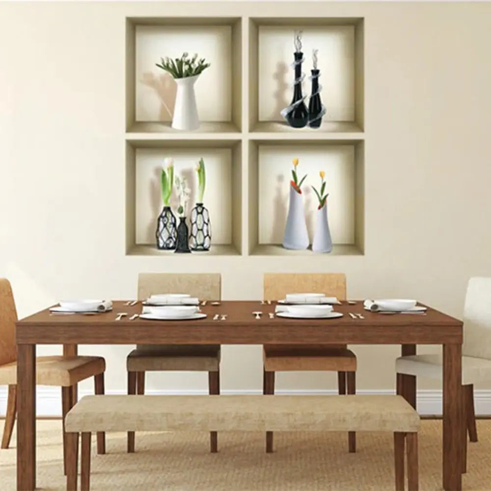 Set of Four Ivy Faux Niche 3D Peel and Stick Wall Decals - NOBLE HOME INTERIORS