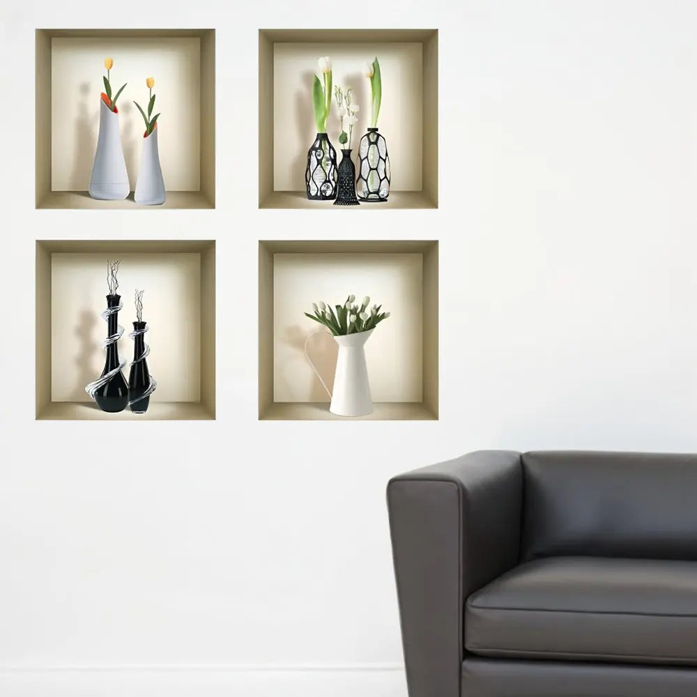 Set of Four Ivy Faux Niche 3D Peel and Stick Wall Decals - NOBLE HOME INTERIORS