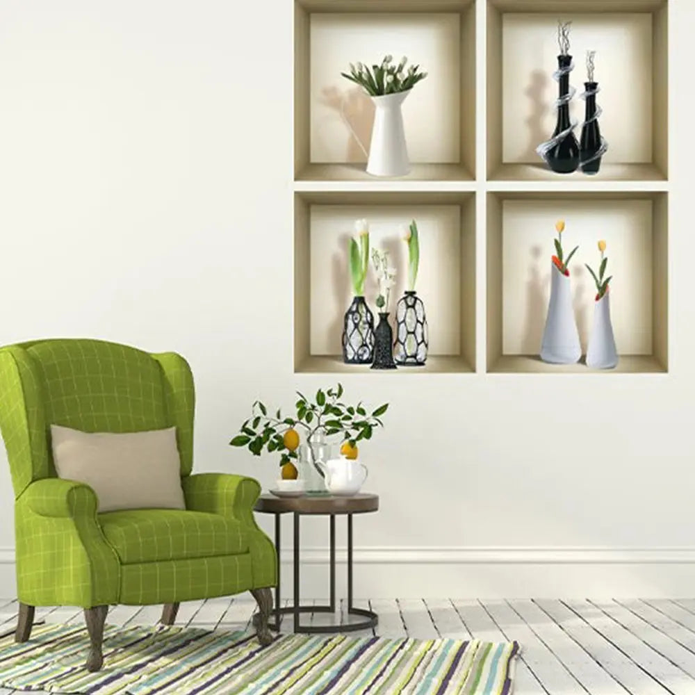 Set of Four jay Faux Niche 3D Peel and Stick Wall Decals - NOBLE HOME INTERIORS