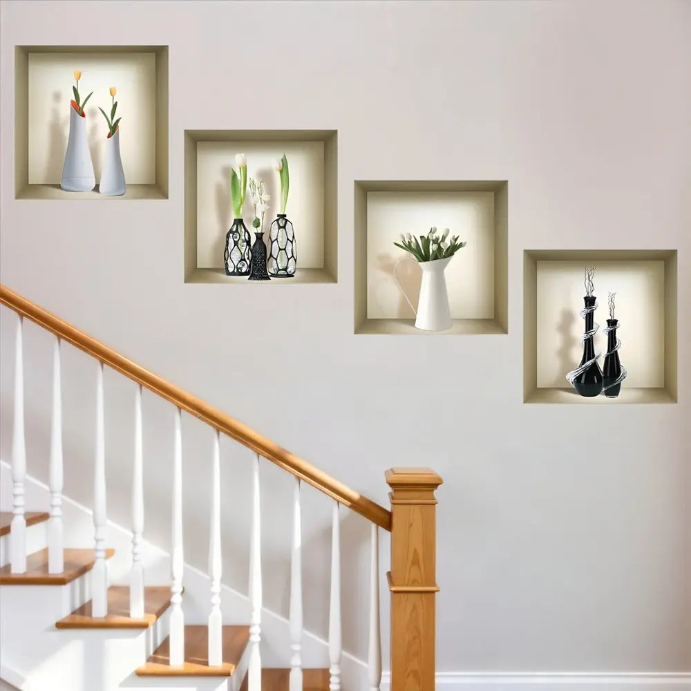 Set of Four jay Faux Niche 3D Peel and Stick Wall Decals - NOBLE HOME INTERIORS