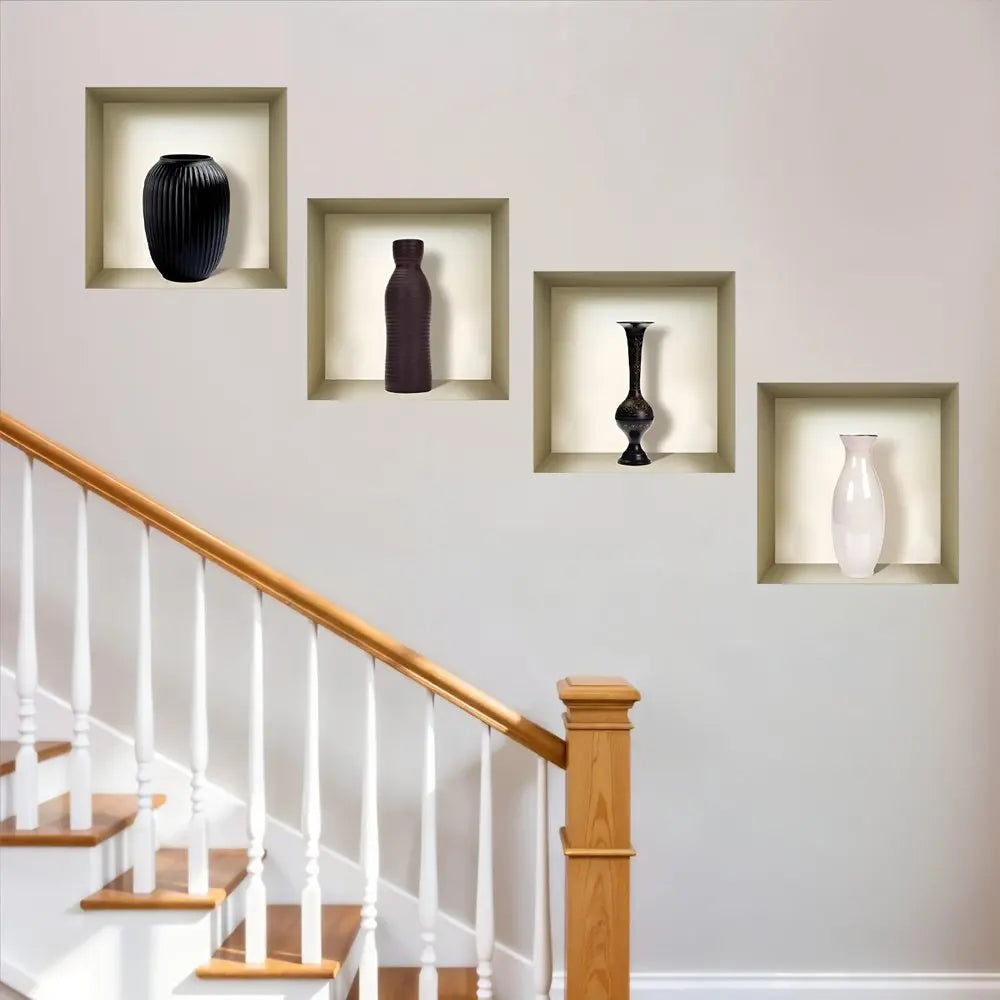 Set of Four Mac Faux Niche 3D Peel and Stick Wall Decals - NOBLE HOME INTERIORS