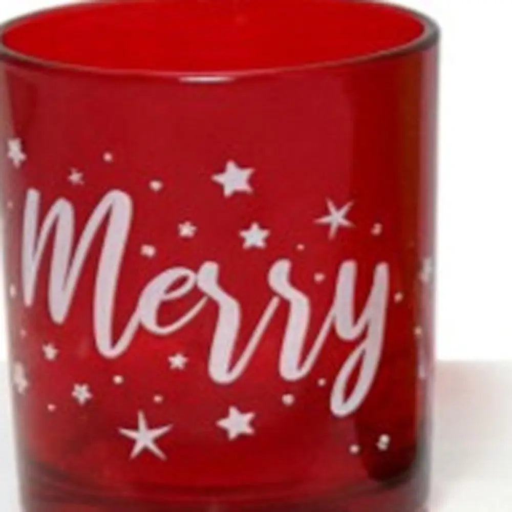 Set of Four Red Green And White Glass Christmas Tabletop Candle Holders - NOVA HOME FURNITURE