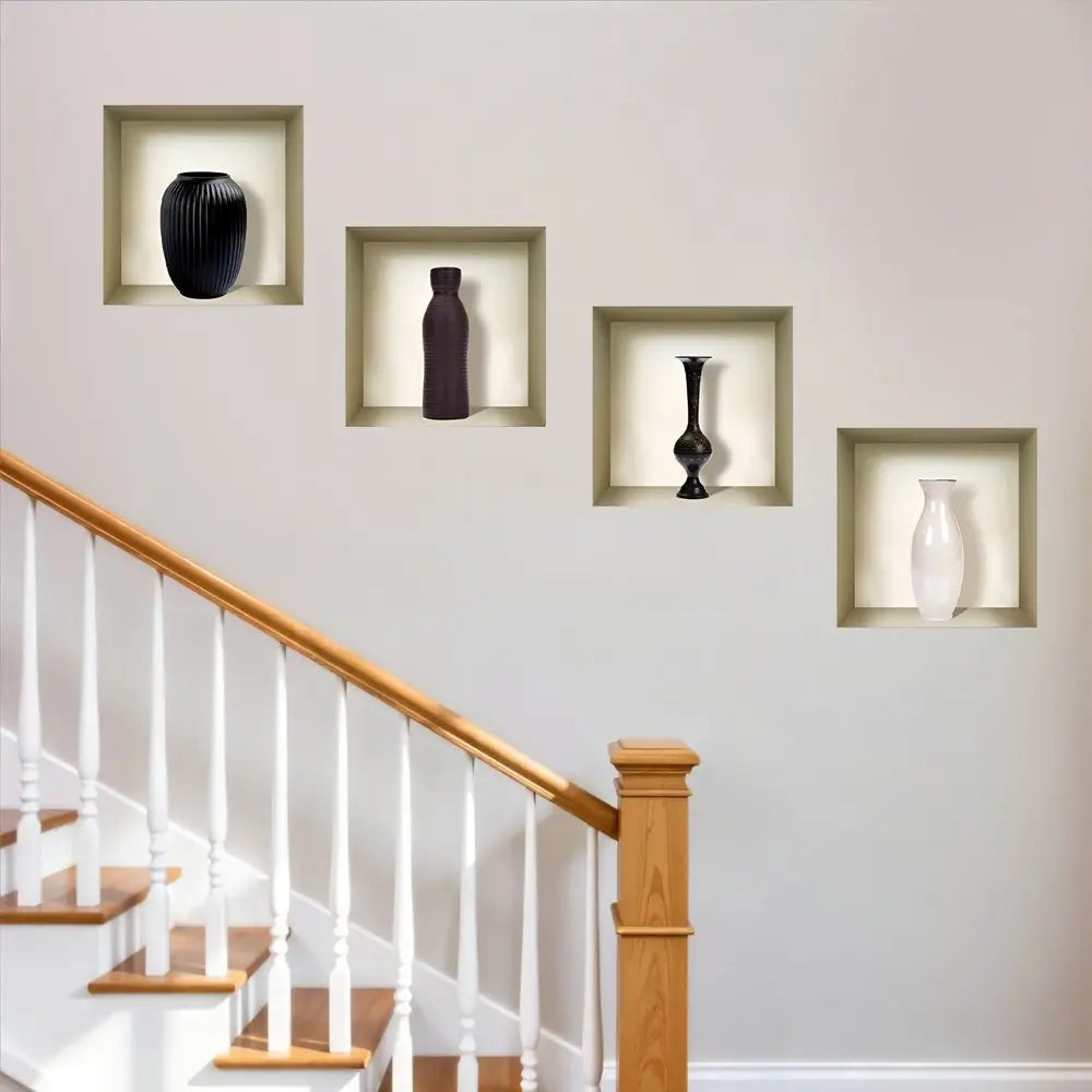 Set of Four Rio Faux Niche 3D Peel and Stick Wall Decals - NOBLE HOME INTERIORS