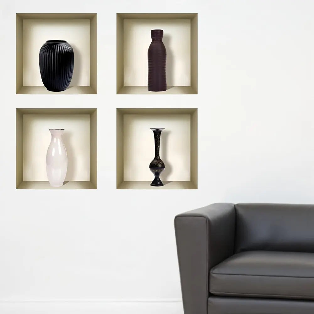 Set of Four Rio Faux Niche 3D Peel and Stick Wall Decals - NOBLE HOME INTERIORS
