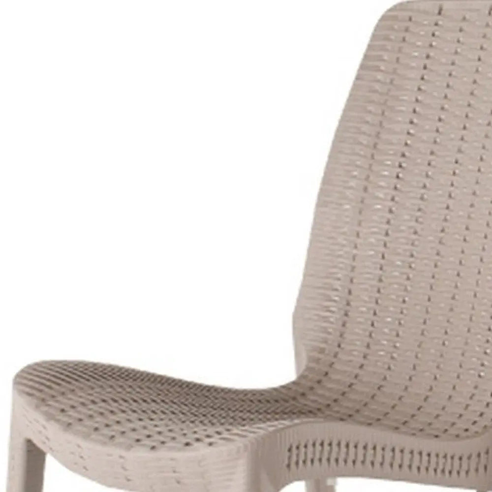 Set of Four Taupe Heavy Duty Plastic Outdoor Stacking Dining Chairs - NOBLE HOME INTERIORS