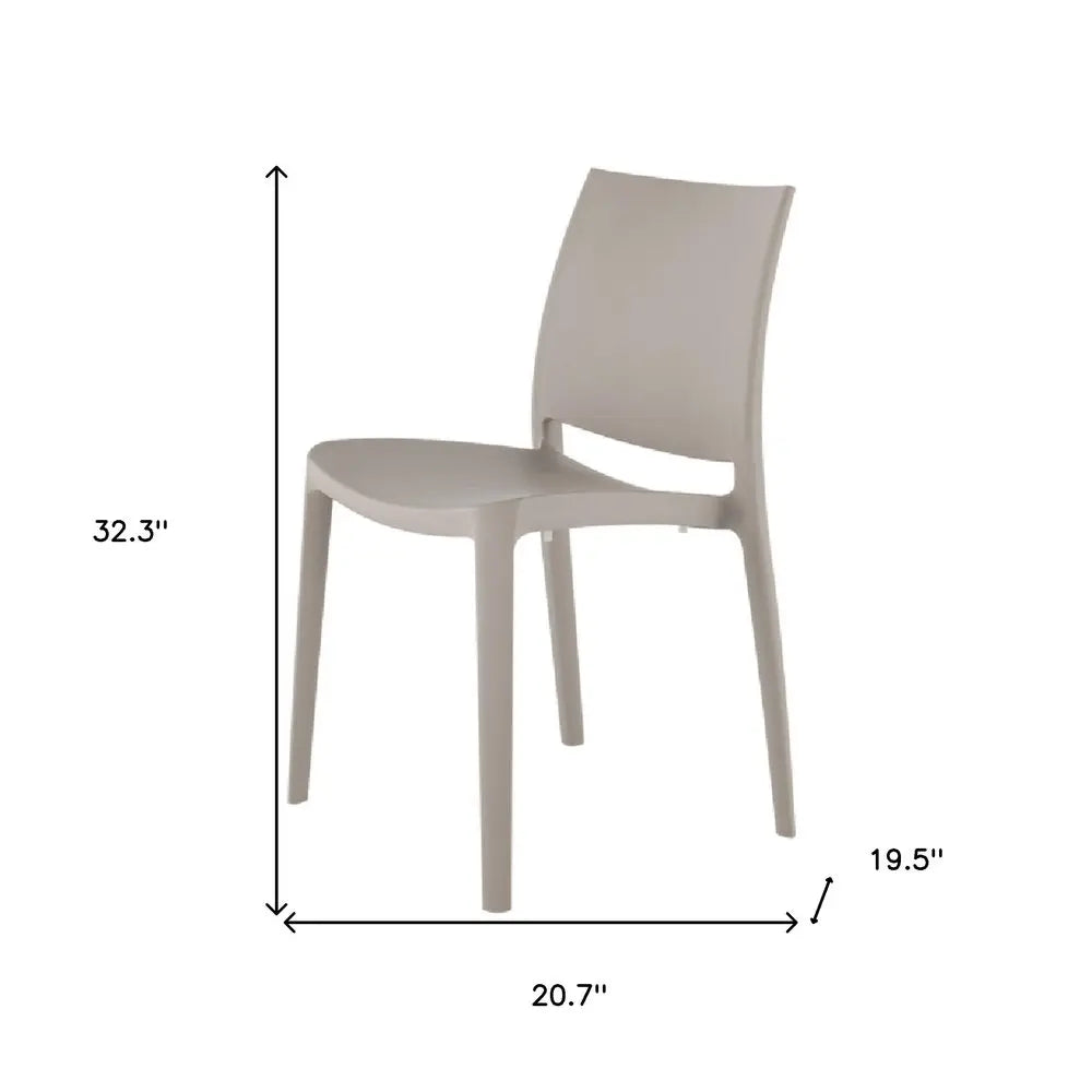 Set of Four Taupe Heavy Duty Plastic Outdoor Stacking Dining Chairs - NOBLE HOME INTERIORS