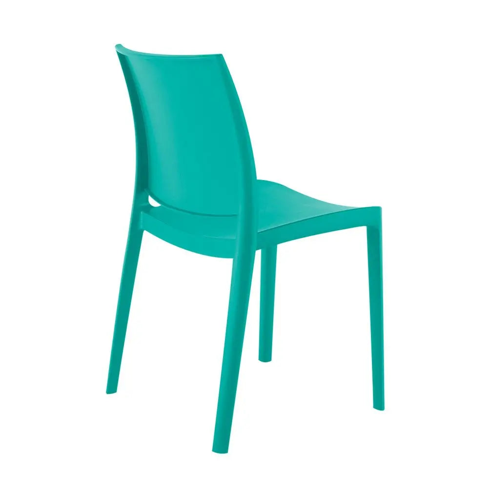 Set of Four Turquoise Heavy Duty Plastic Outdoor Stacking Dining Chairs - NOBLE HOME INTERIORS