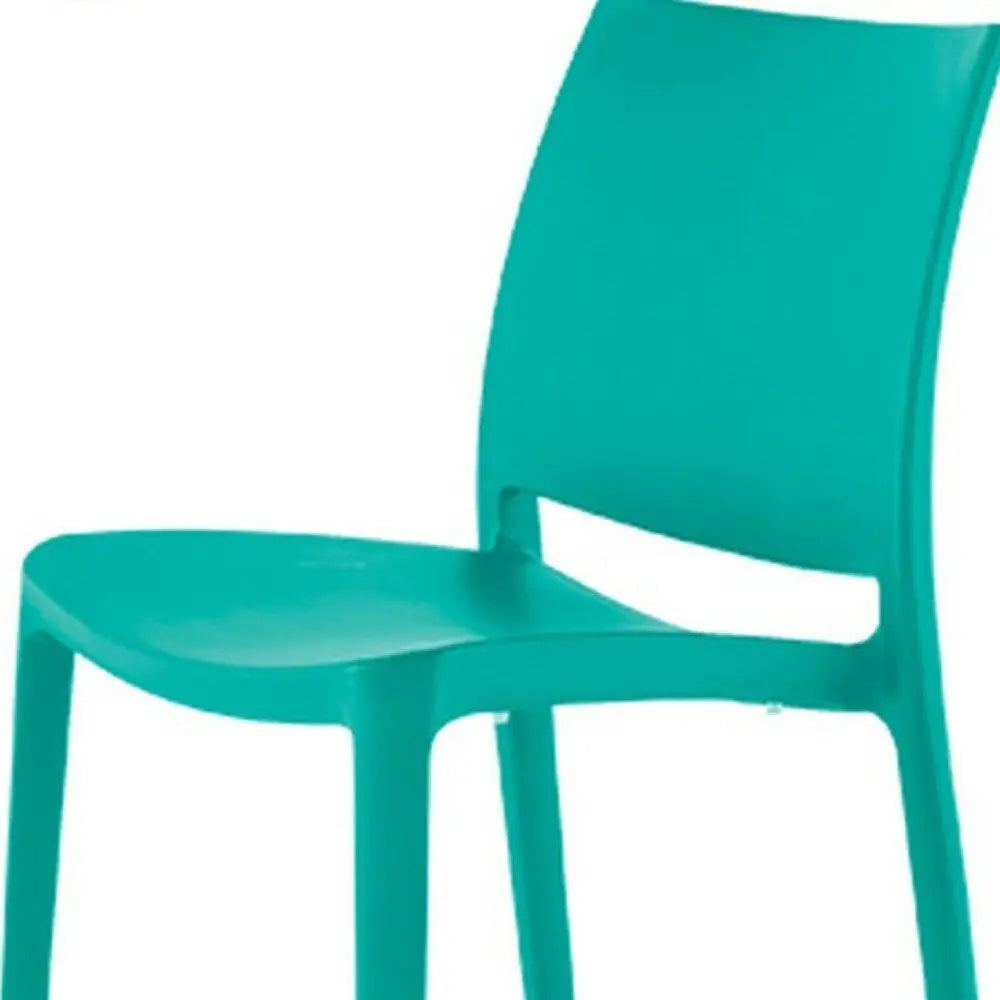 Set of Four Turquoise Heavy Duty Plastic Outdoor Stacking Dining Chairs - NOBLE HOME INTERIORS