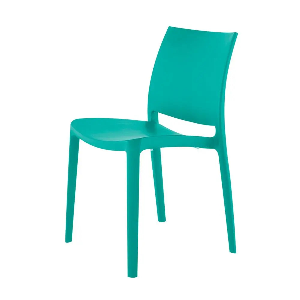 Set of Four Turquoise Heavy Duty Plastic Outdoor Stacking Dining Chairs - NOBLE HOME INTERIORS