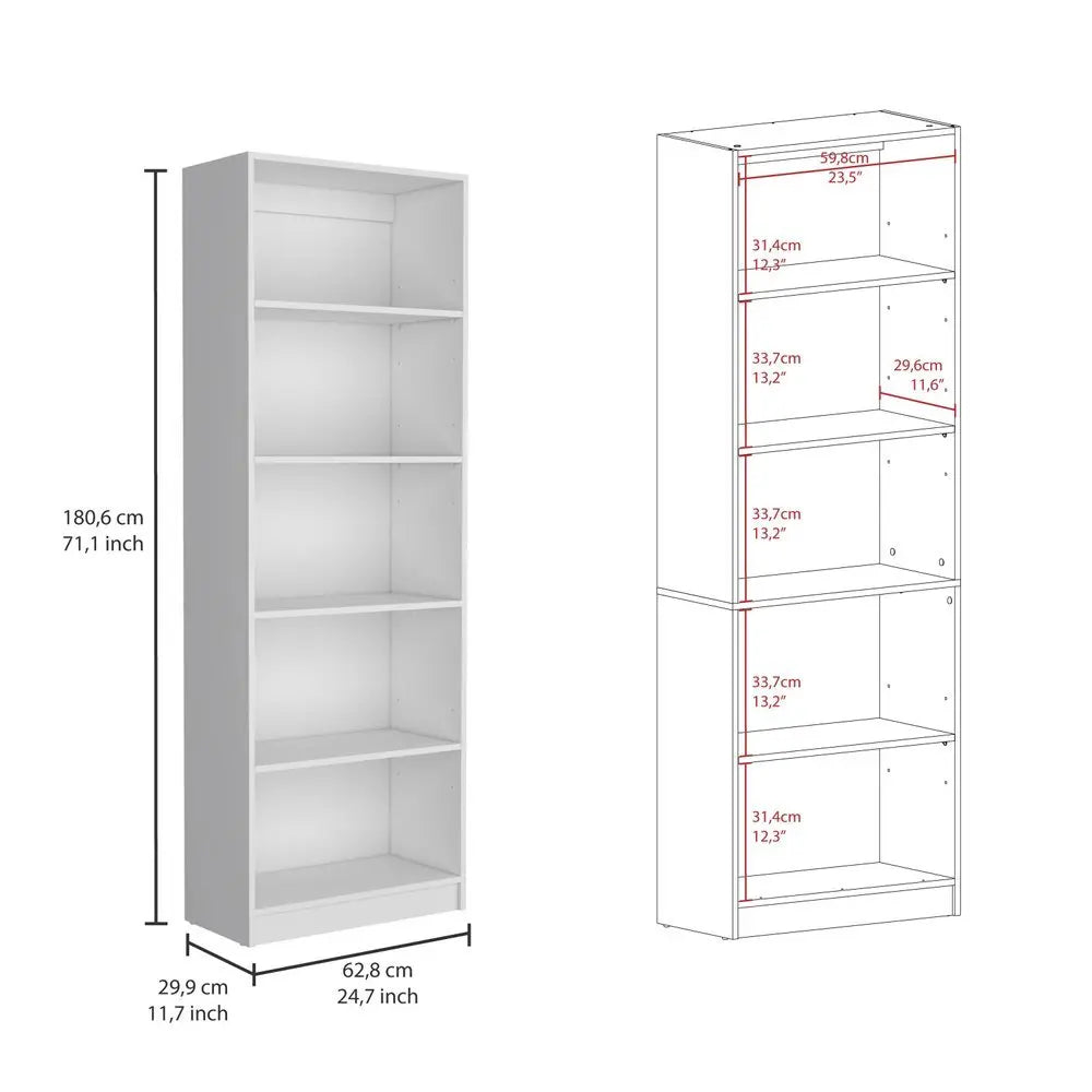 Set of Four White Wood Seventeen Tier Modular Bookcase with Two Doors - NOBLE HOME INTERIORS