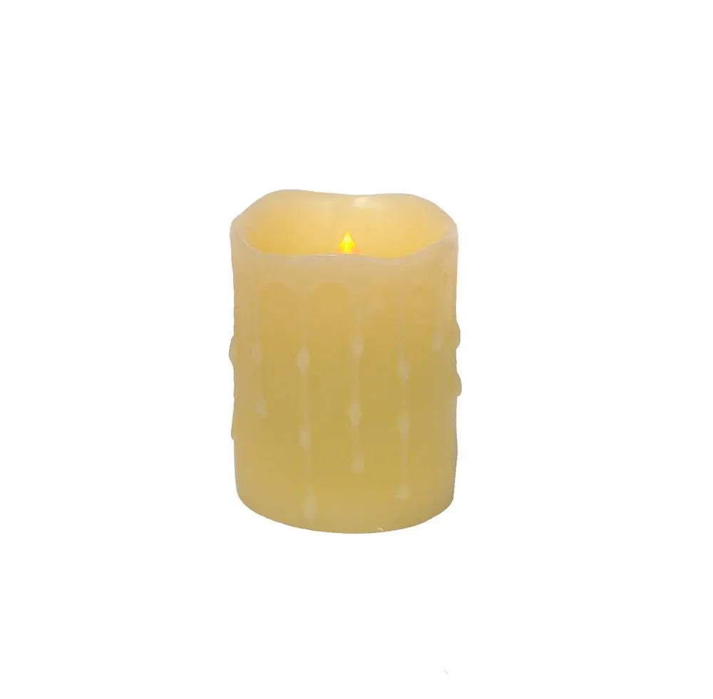 Set of Four Yellow Flameless Pillar Candles - NOBLE HOME INTERIORS