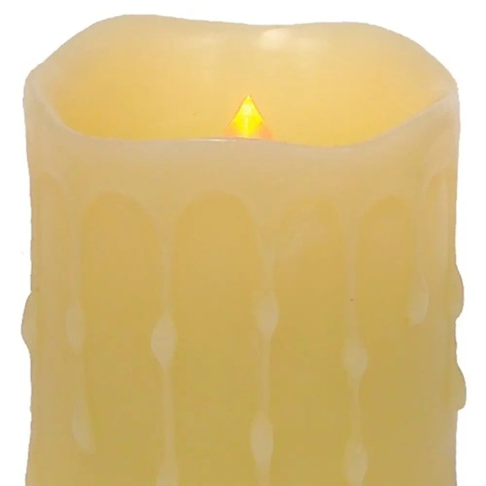 Set of Four Yellow Flameless Pillar Candles - NOBLE HOME INTERIORS