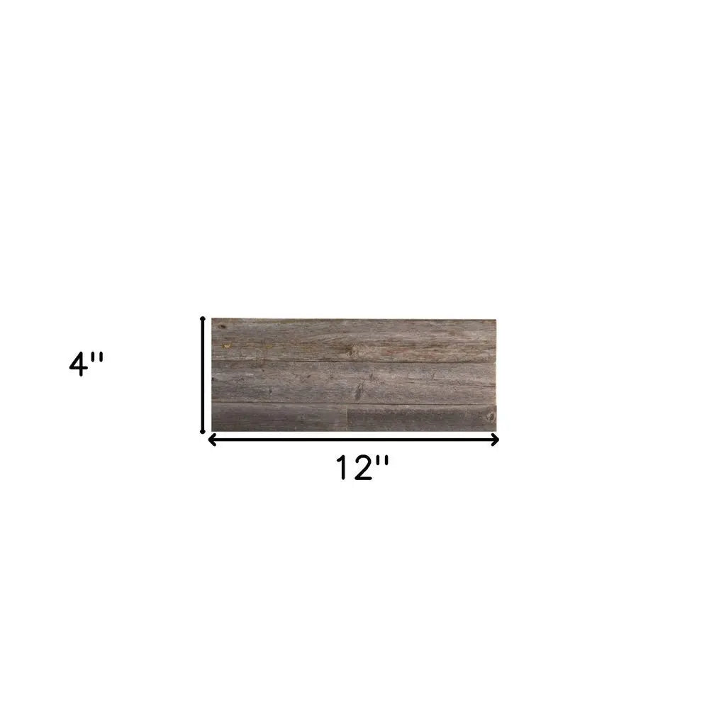Set of Six 4" X 12" Gray and Brown Wood Planks Wall Decor - NOBLE HOME INTERIORS