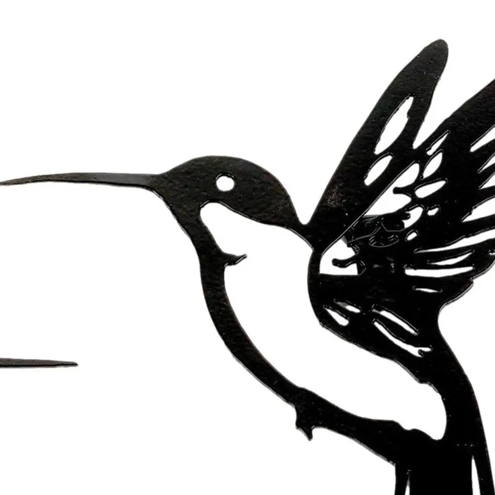 Set of Six Black Metal Hummingbird Hanging Dimensional Sculptures - NOBLE HOME INTERIORS