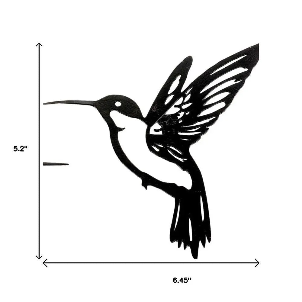 Set of Six Black Metal Hummingbird Hanging Dimensional Sculptures - NOBLE HOME INTERIORS