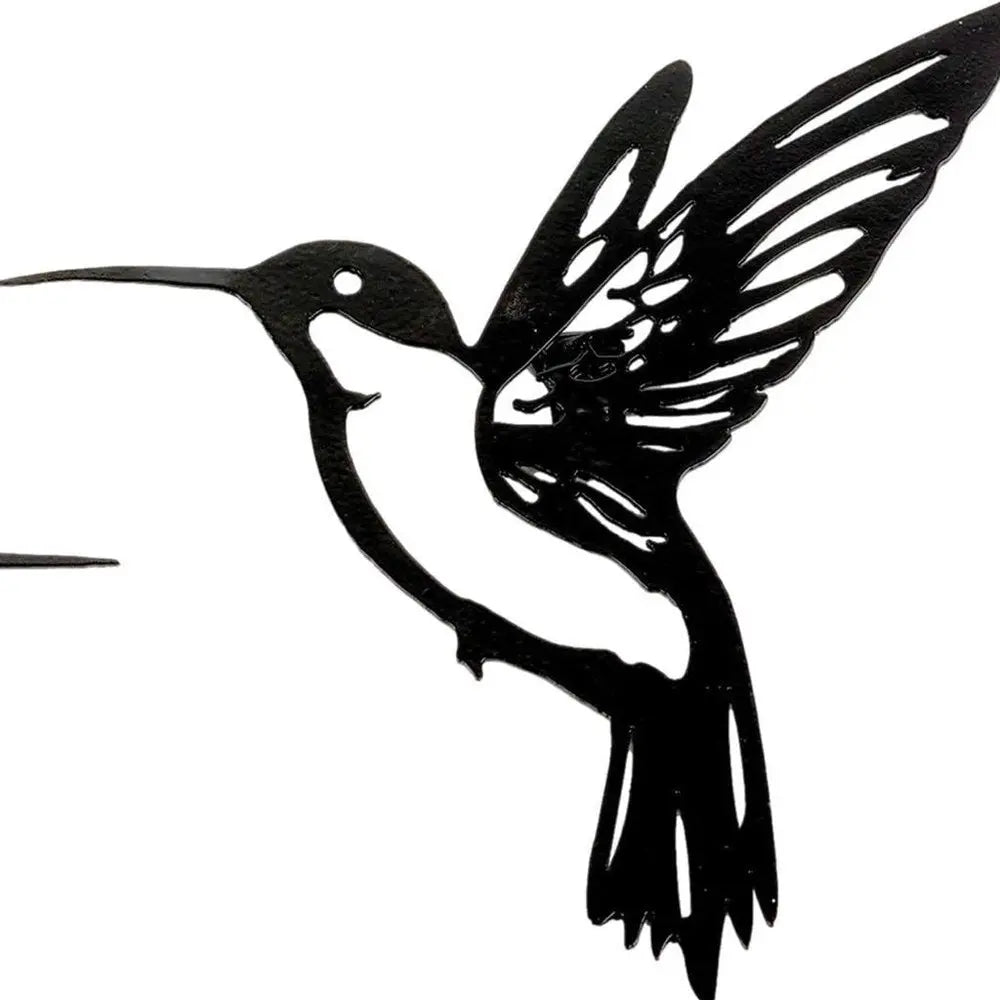 Set of Six Black Metal Hummingbird Hanging Dimensional Sculptures - NOBLE HOME INTERIORS