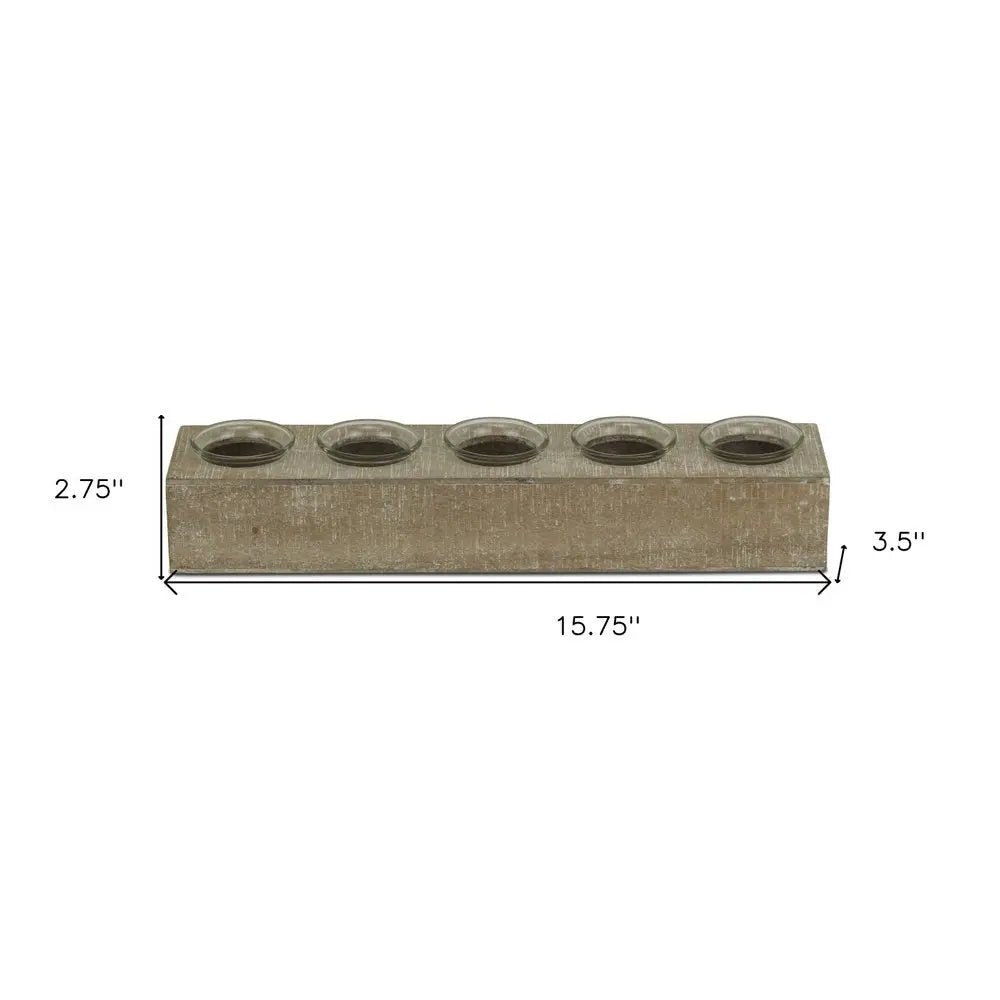 Set of Six Brown Solid Wood And Glass Additional Accessory HomeRoots