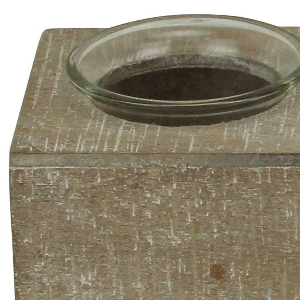 Set of Six Brown Solid Wood And Glass Additional Accessory HomeRoots