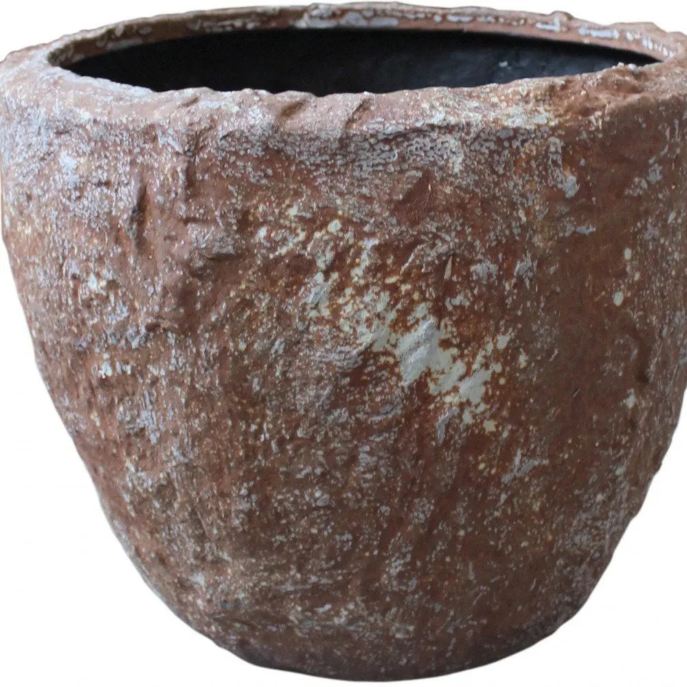 Set of Three 21" Brown Stone Indoor Outdoor Round Pot Planter - NOBLE HOME INTERIORS