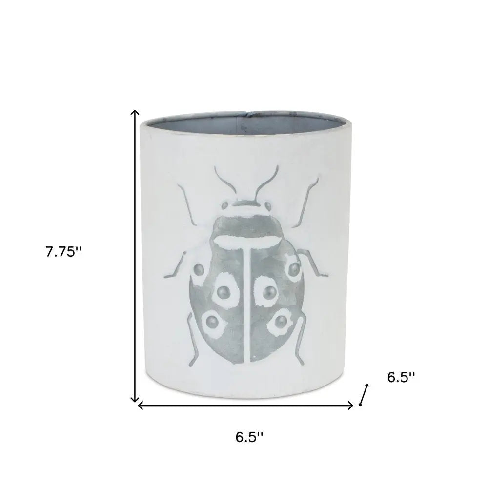 Set of Three 7" White Metal Round Pot Planter - NOBLE HOME INTERIORS