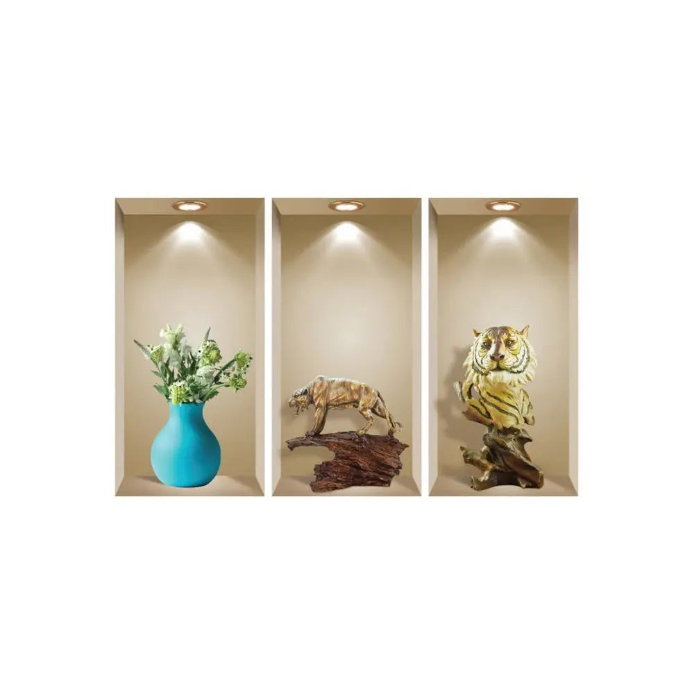 Set of Three Aba Faux Niche 3D Peel and Stick Wall Decals - NOBLE HOME INTERIORS