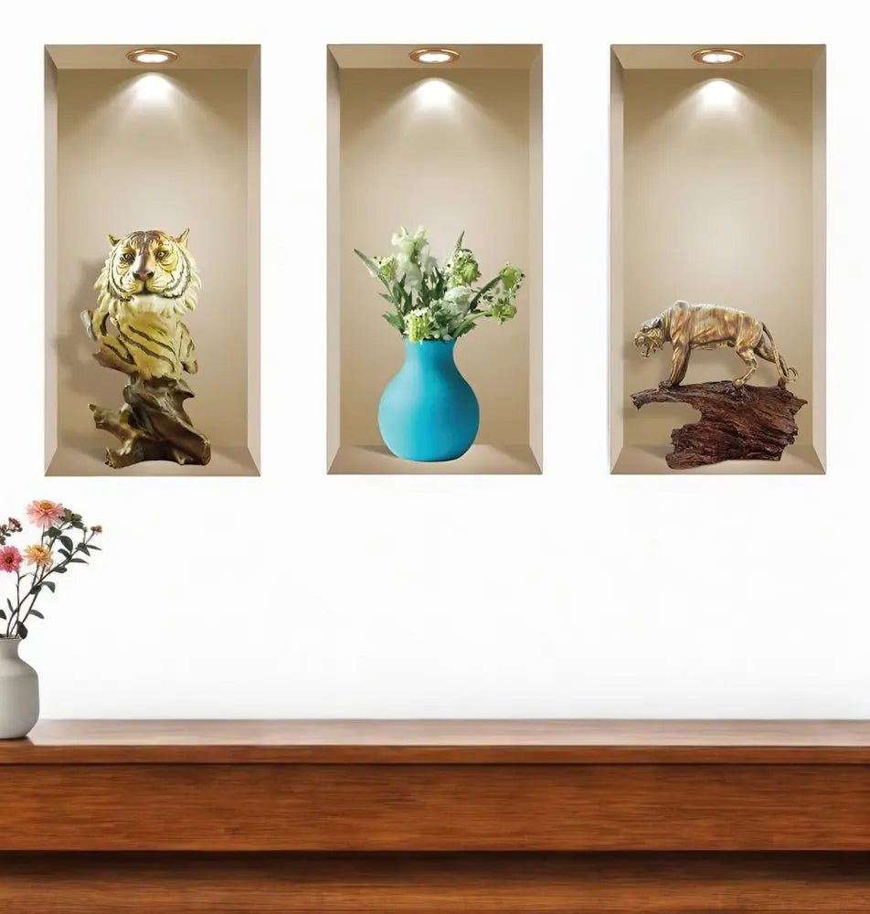 Set of Three Aba Faux Niche 3D Peel and Stick Wall Decals - NOBLE HOME INTERIORS