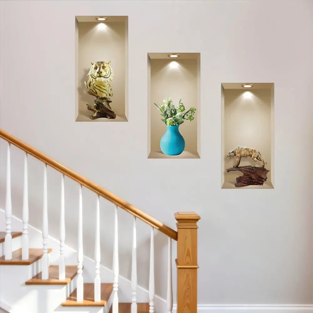 Set of Three Aba Faux Niche 3D Peel and Stick Wall Decals - NOBLE HOME INTERIORS