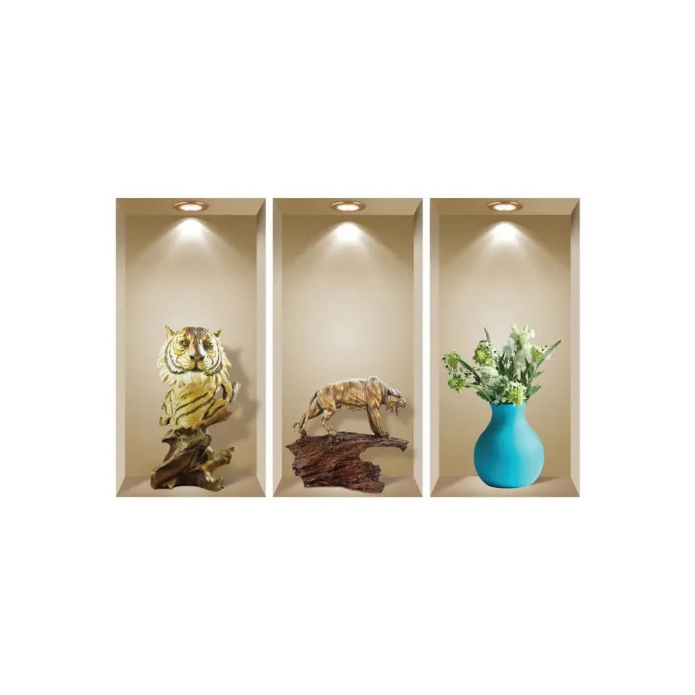 Set of Three Aba Faux Niche 3D Peel and Stick Wall Decals - NOBLE HOME INTERIORS